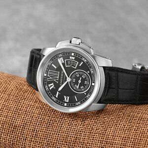 Cartier W7100041 Calibre de Cartier Large Stainless Steel Black Concentric